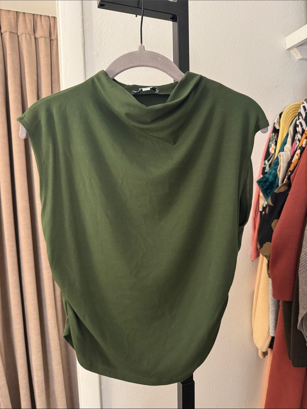 Gianni Bini Olive Green Draped Sleeveless Tank